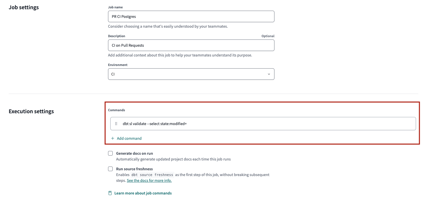 Use state selection to validate modified metric definition models in your CI job. Use state selection to validate modified metric definition models in your CI job.